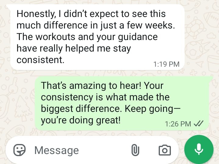 Client Feedback - Noticeable difference in weeks