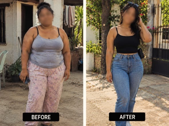 Female client transformation - Old jeans fit again